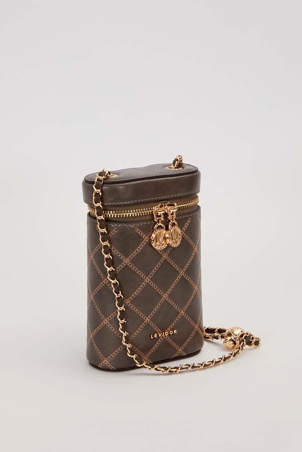 LevidorYeşil Silindir Form Kapitone Omuz Çantası