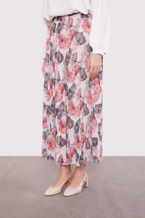 LevidorYeşil Soyut Çiçek Desen Etek