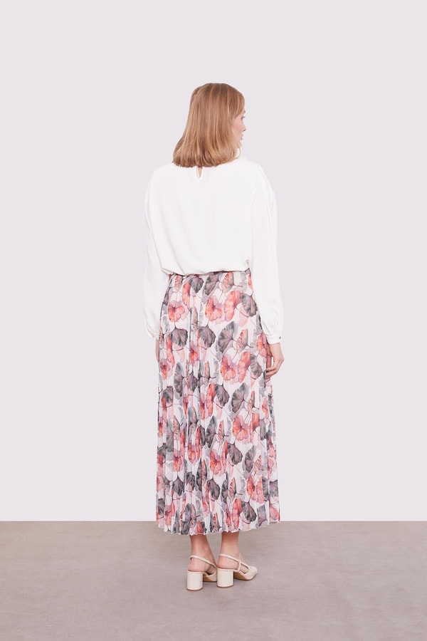 LevidorYeşil Soyut Çiçek Desen Etek