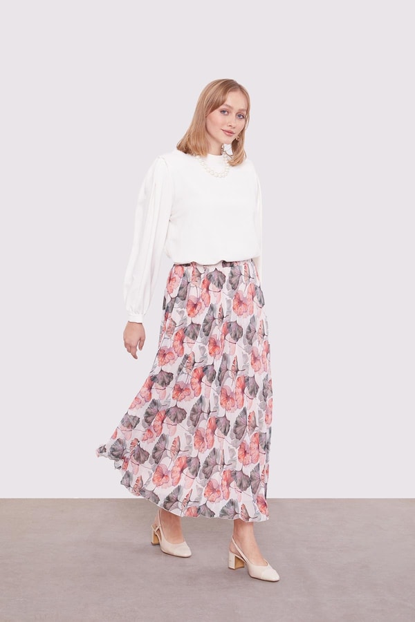 LevidorYeşil Soyut Çiçek Desen Etek