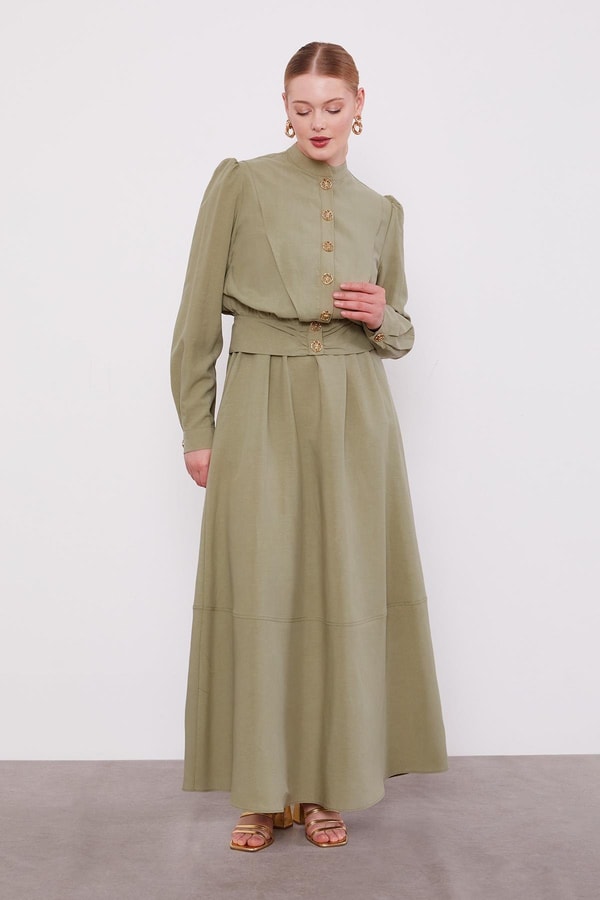 LevidorYeşil Vatkalı Cupra Ceket Takım