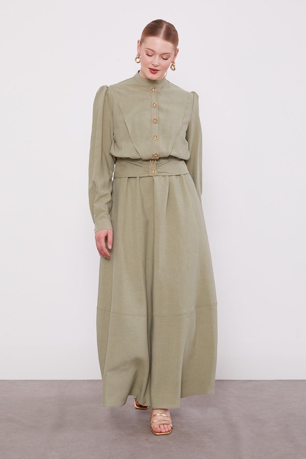 LevidorYeşil Vatkalı Cupra Ceket Takım