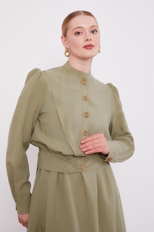 LevidorYeşil Vatkalı Cupra Ceket Takım