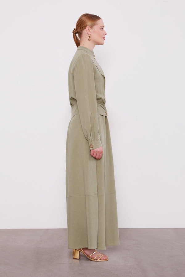 LevidorYeşil Vatkalı Cupra Ceket Takım