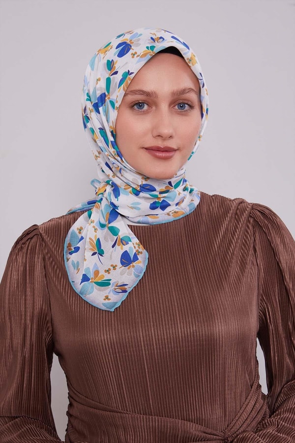 LevidorYosun Yeşili Çiçek Desen Soft Eşarp