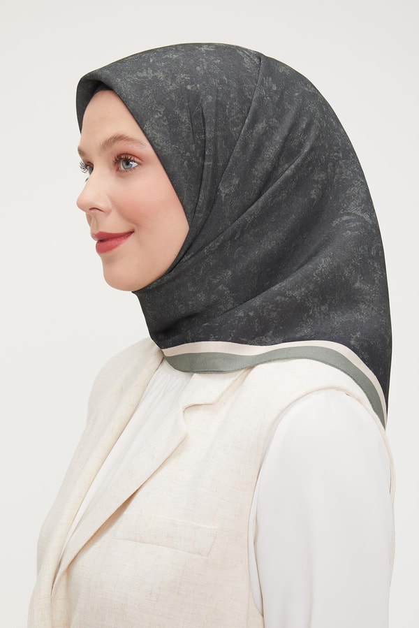 LevidorYosun Yeşili Ebruli Aura Eşarp