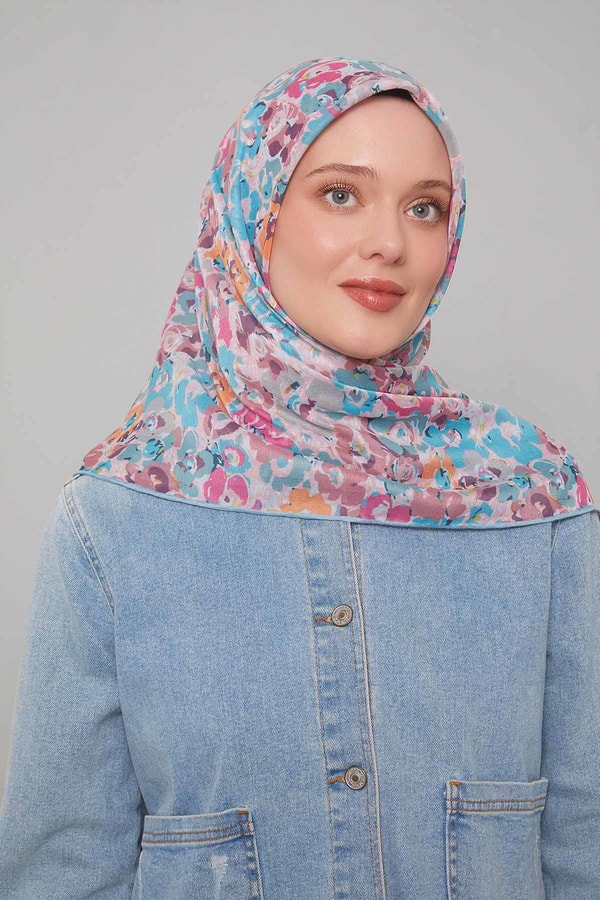 LevidorYosun Yeşili Yonca Desen Soft Eşarp