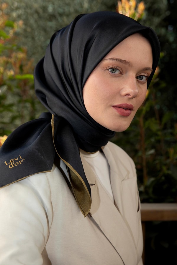 LevidorZeytin Yeşili Çift Taraflı Twill İpek Eşarp