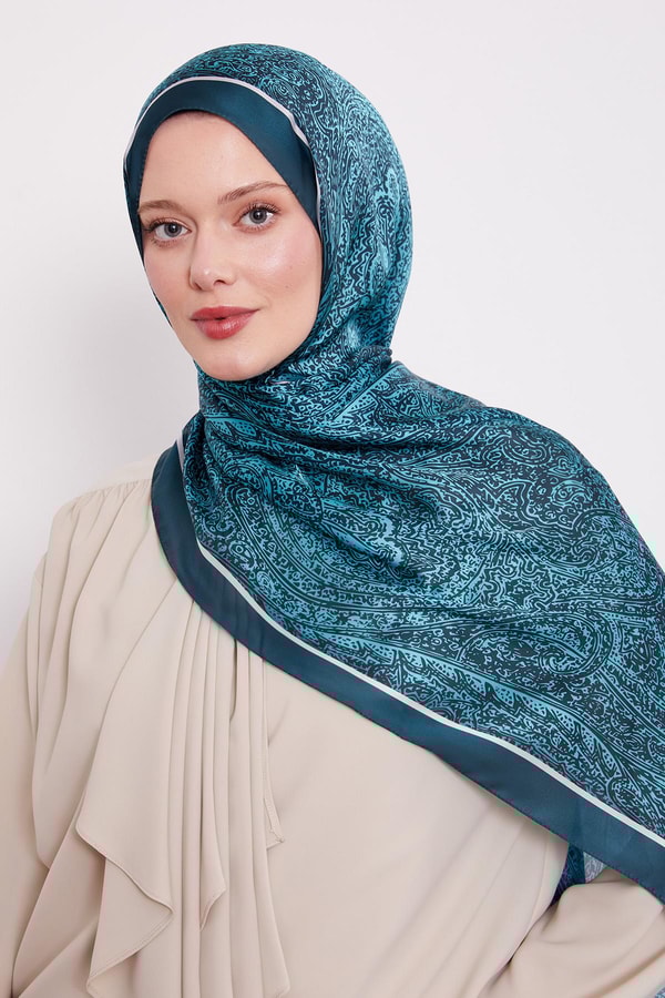 LevidorZümrüt Baskılı Hint İpeği Şal
