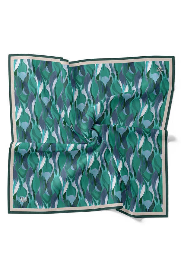 LevidorZümrüt Ebruli Desen Twill İpek Eşarp