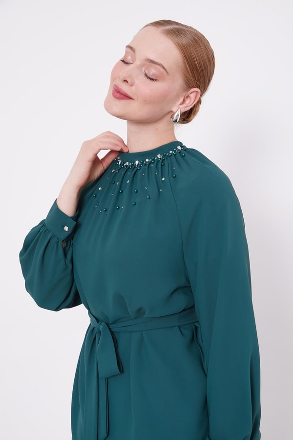 LevidorZümrüt İnci Yaka Detay Etek Takım