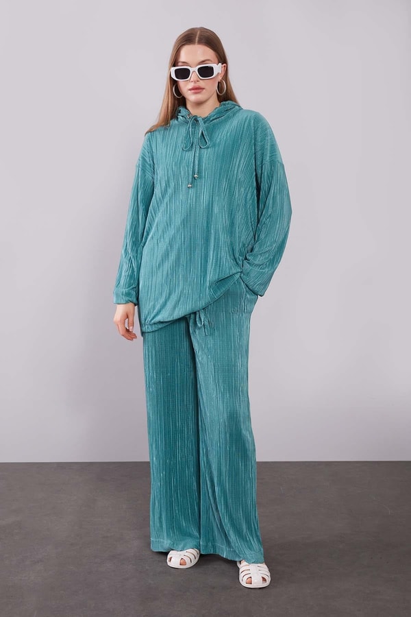 LevidorZümrüt Kapüşonlu Bağcık Detaylı İkili Takım