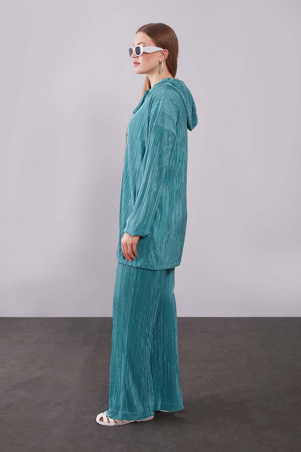 LevidorZümrüt Kapüşonlu Bağcık Detaylı İkili Takım