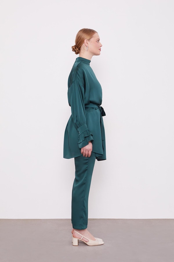 LevidorZümrüt Kol Fırfır Detaylı İkili Takım