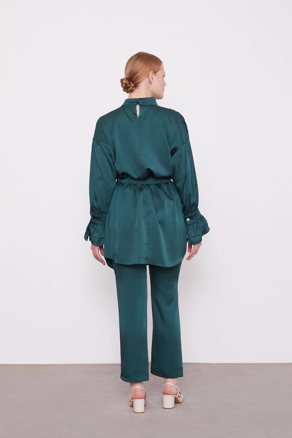 LevidorZümrüt Kol Fırfır Detaylı İkili Takım