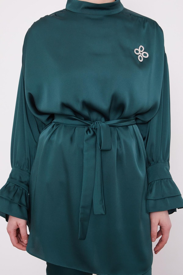 LevidorZümrüt Kol Fırfır Detaylı İkili Takım