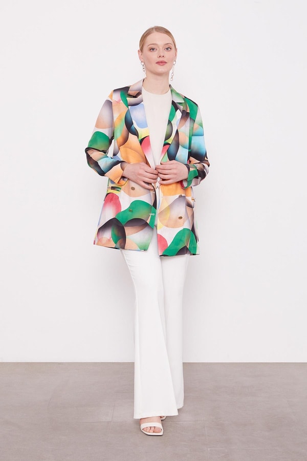 LevidorZümrüt Kruvaze Desenli Ceket