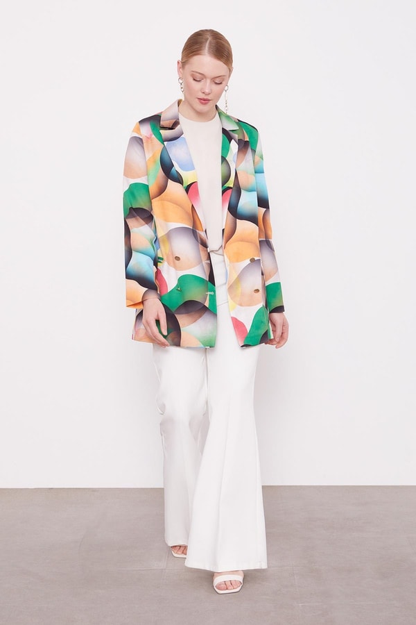 LevidorZümrüt Kruvaze Desenli Ceket