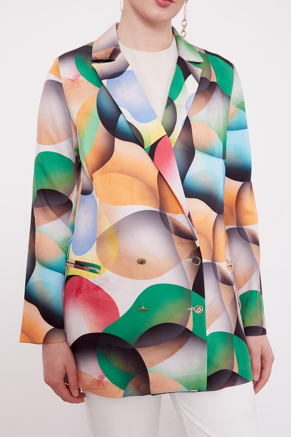 LevidorZümrüt Kruvaze Desenli Ceket