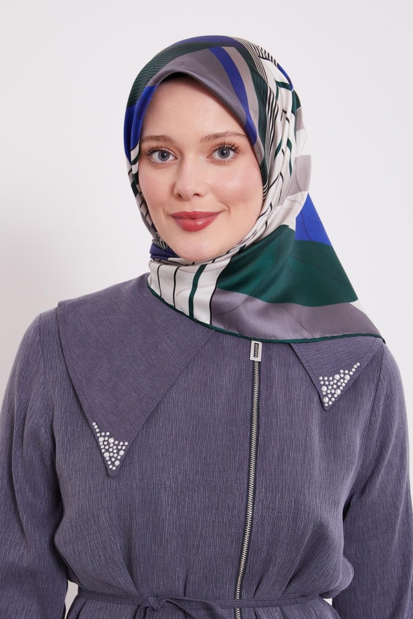 LevidorZümrüt Labirent Desen Twill İpek Eşarp