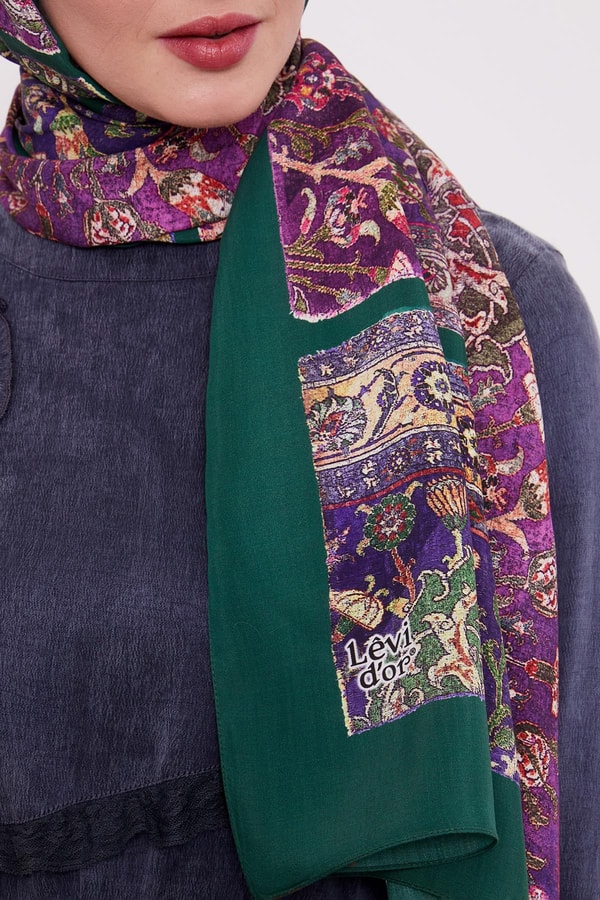 LevidorZümrüt Motif Desen Royal Şal