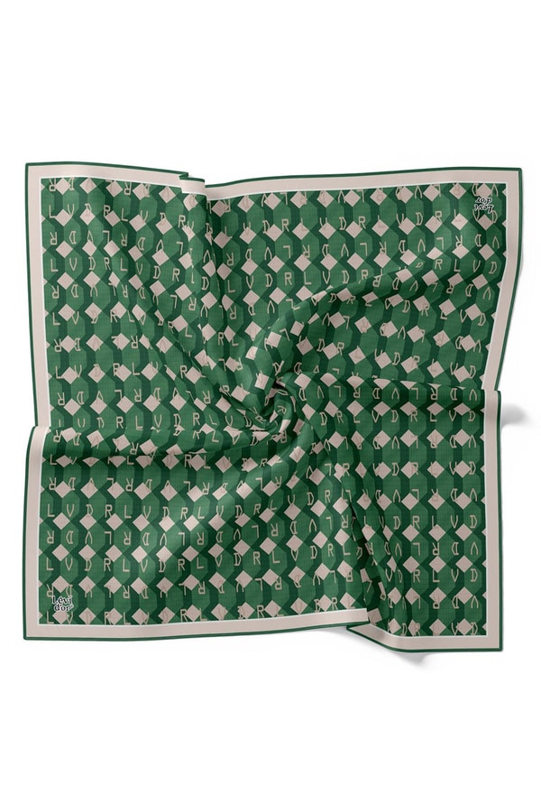 LevidorZümrüt Petek Baskılı Twill İpek Eşarp