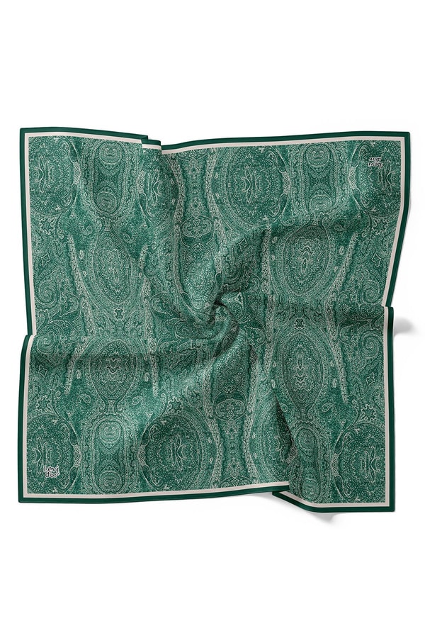 LevidorZümrüt Soyut Etnik Desen Twill İpek Eşarp