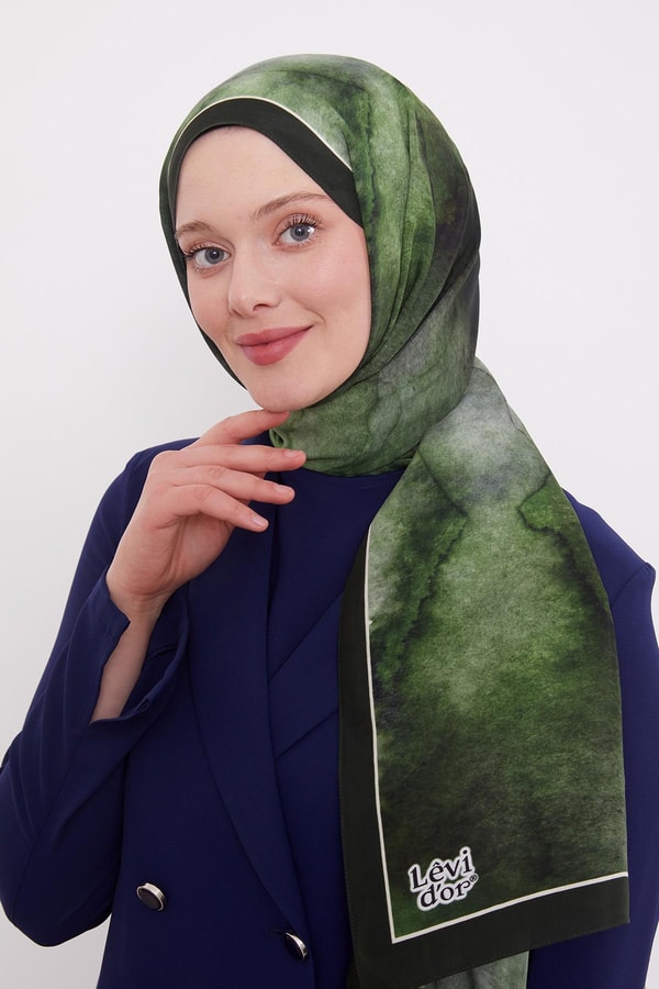 LevidorZümrüt Yansıma Desen Royal Şal