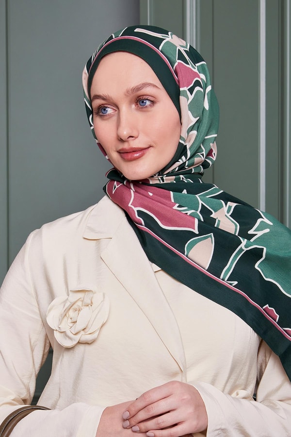 LevidorZümrüt Yaprak Desen Royal Şal