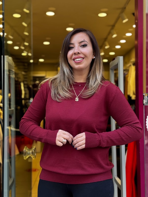 Yaka Kol Ajurlu Kaşmir Bluz Bordo