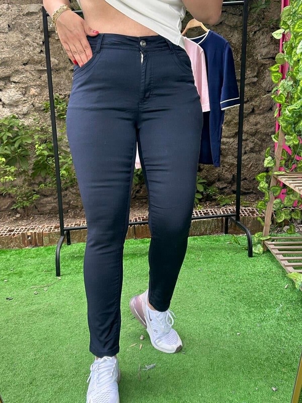 Yüksek Bel Gabardin Pantolon Lacivert