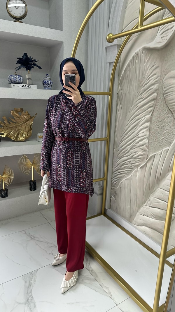 Etniqes Kemerli Pantolonlu Takım