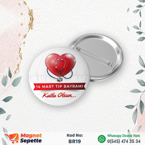 14 Mart Tıp Bayramı Temalı Buton Rozet