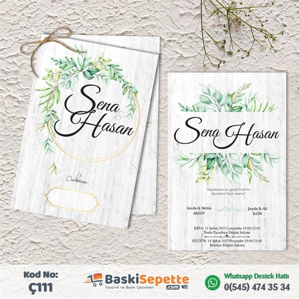 Ahşap Desen Çiftli Davetiye