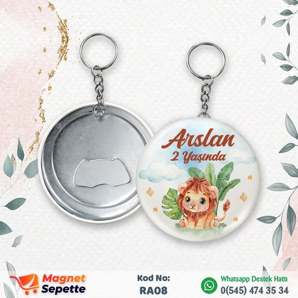 Aslanlı Doğum Günü Açacak Anahtarlık