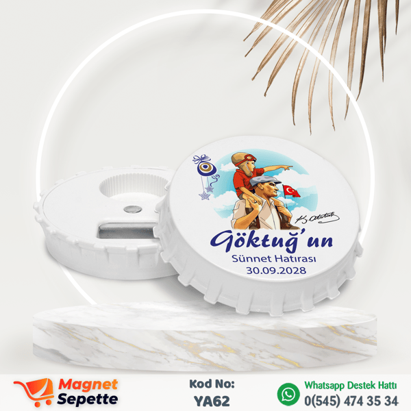 Atatürklü Yuvarlak Sünnet Magnet