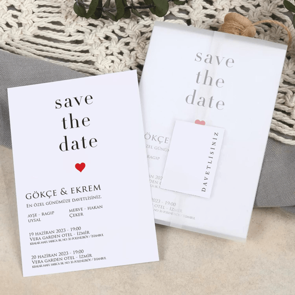 Aydınger Zarflı Save The Date Düğün Davetiyesi