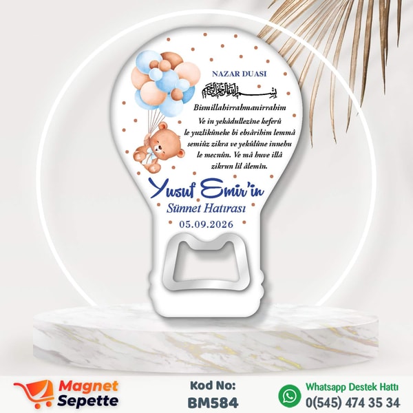 Ayıcıklı Balonlu Sünnet Magnet Açacak