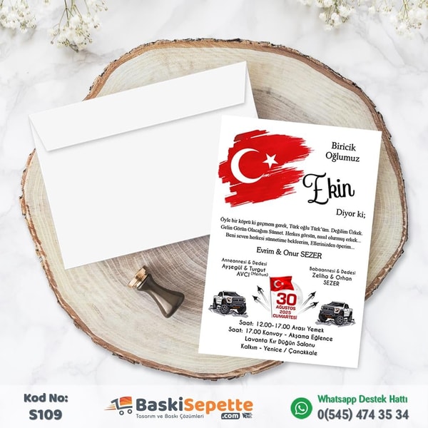 Ayyıldızlı ve Jeepli Sünnet Davetiyesi