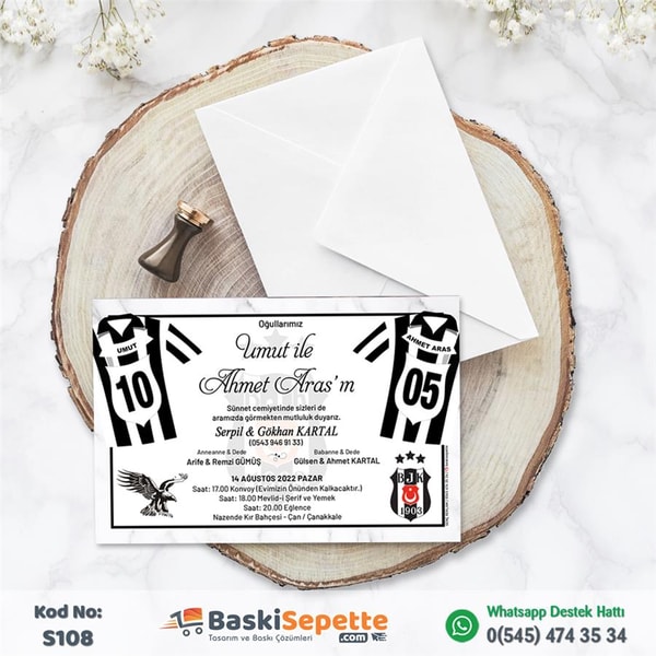 Beşiktaşlı Sünnet Davetiyesi Modeli