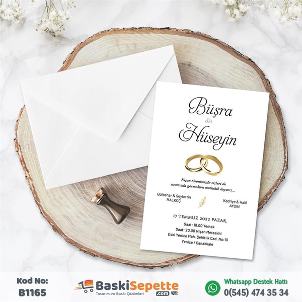 Çiçek Demetli Düğün Davetiyesi