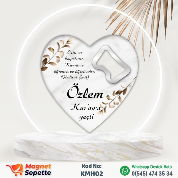 Çiçekli Kalp Hatim Magnet