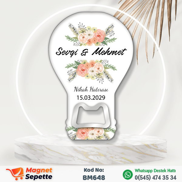Çiçekli Sade Nikah Magnet