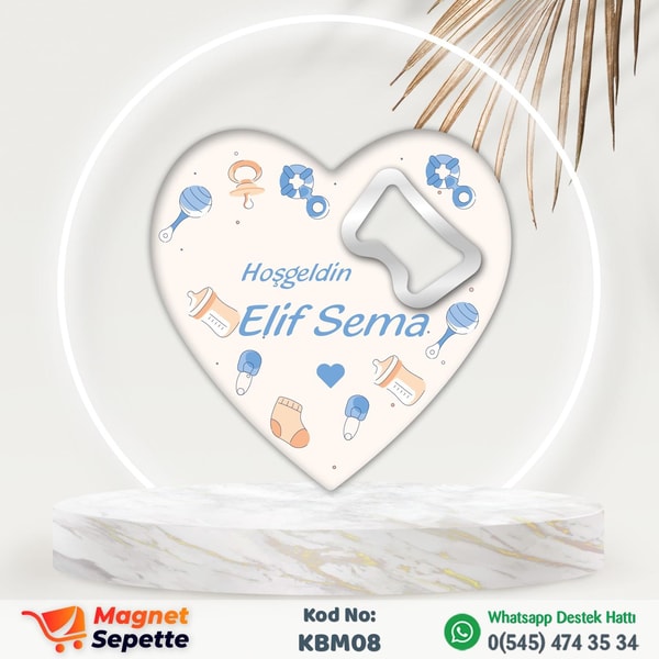 Emzik Biberon Temalı Kalp Magnet