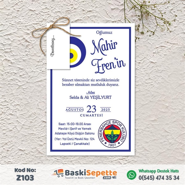 Fener Detaylı Zarfsız Sünnet Davetiyesi