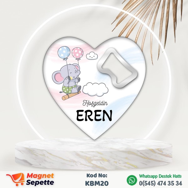 Filli Balonlu Hoş Geldin Kalp Magnet