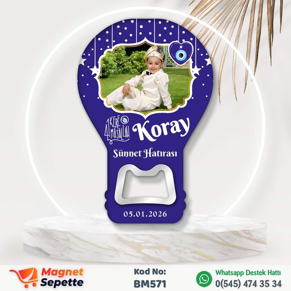 Fotoğraflı Nazar Boncuklu Sünnet Magnet Açacak