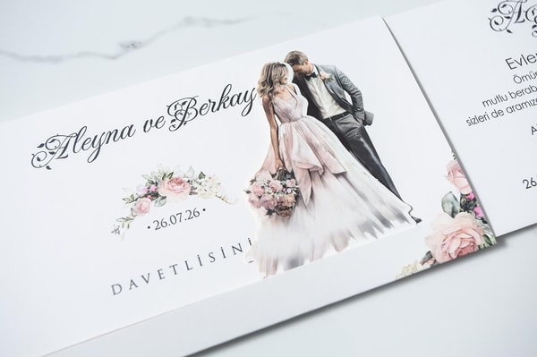 Gelin Damat Figürlü Hareketli Davetiye 4