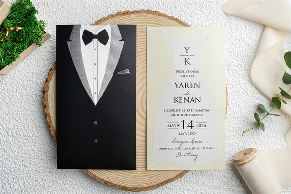 Gelin Damat Tasarımlı Davetiye Modeli