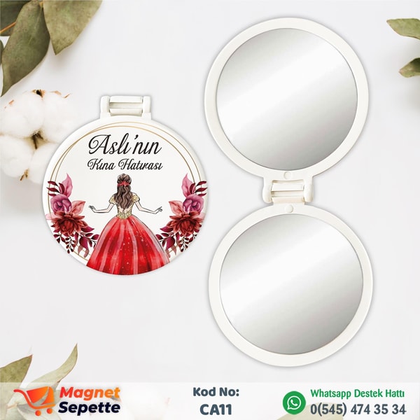 Gelin Figürlü Kına Hatırası Cep Aynası